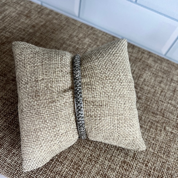 Swarovski Pave Bangle Bracelet Silver and Dark Gray - Picture 4 of 7